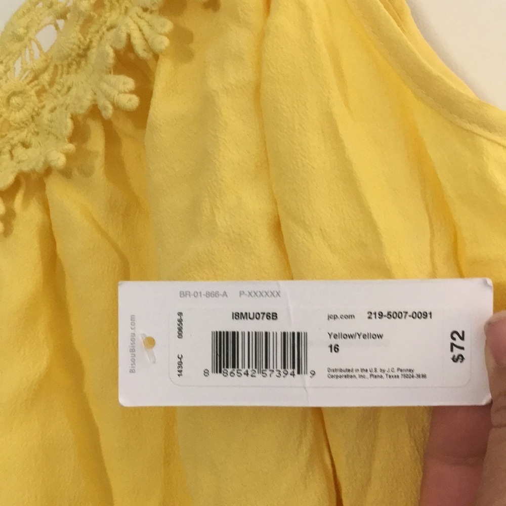 Bisou Bisou NWT Yellow Cold shoulder dress - Picture 5 of 8